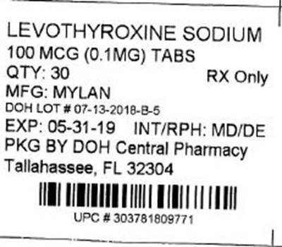 Levothyroxine NA 100mcg.jpg Label Image for 100ug - Levothyroxine NA 100mcg